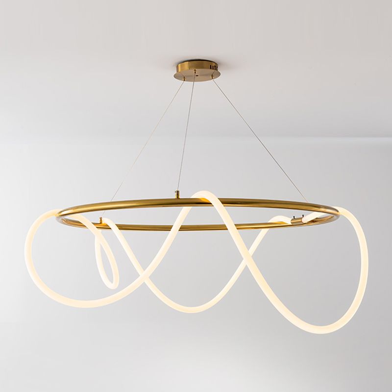 Moderne Kronleuchterbeleuchtungskörper Wohnzimmer Linear Kronleuchterlampe in Gold