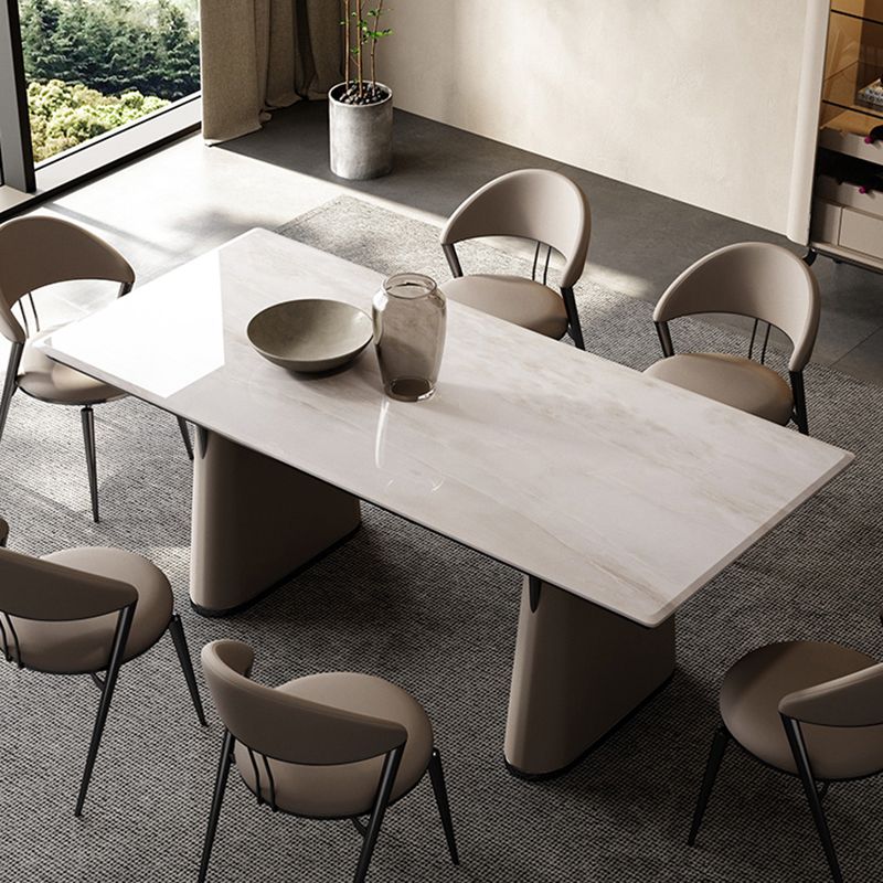 1/5/7 Pieces Modern Rectangle White Stone Dining Set for Home