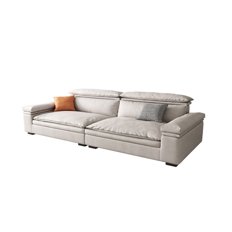 Stationary Stain Resistant Faux Leather Living Room Square Arm Sofa