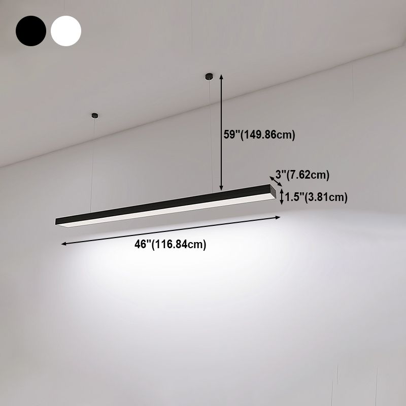 Black Aluminum Island Light Fixture Modern 1-Light Office Hanging Lamp with Plastic Shade