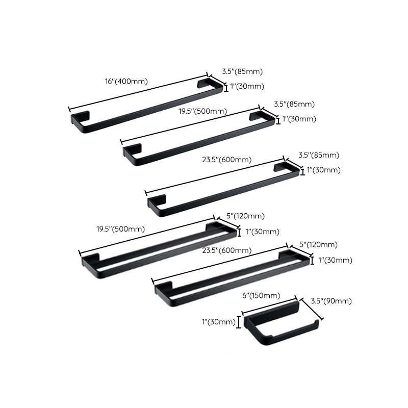 Black Bathroom Accessories Hardware Set with Towel Bar and Bath Shelf