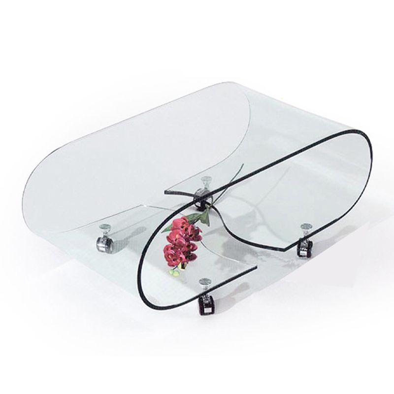 Modern Style Glass Top Coffee Cocktail Table with Storage Shelf