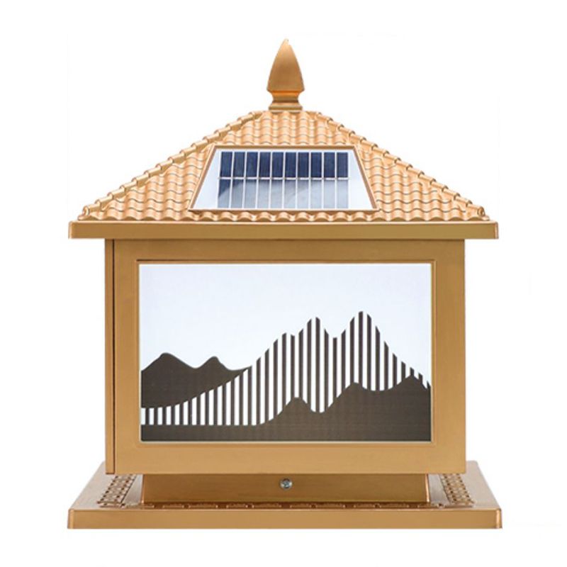 Modern Pillar Light Metallic LED Solar Lighting Fixture for Garden