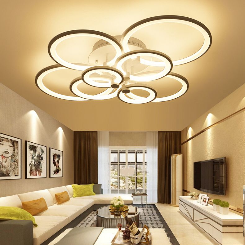 Sombra circular LED acrílico Semi Flush Montaje moderno de techo interior Luz