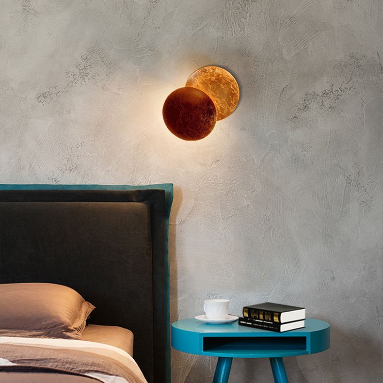 Modern Minimalist Style Circular Wall Sconce Lighting Metal Wall Mount Light for Bedroom