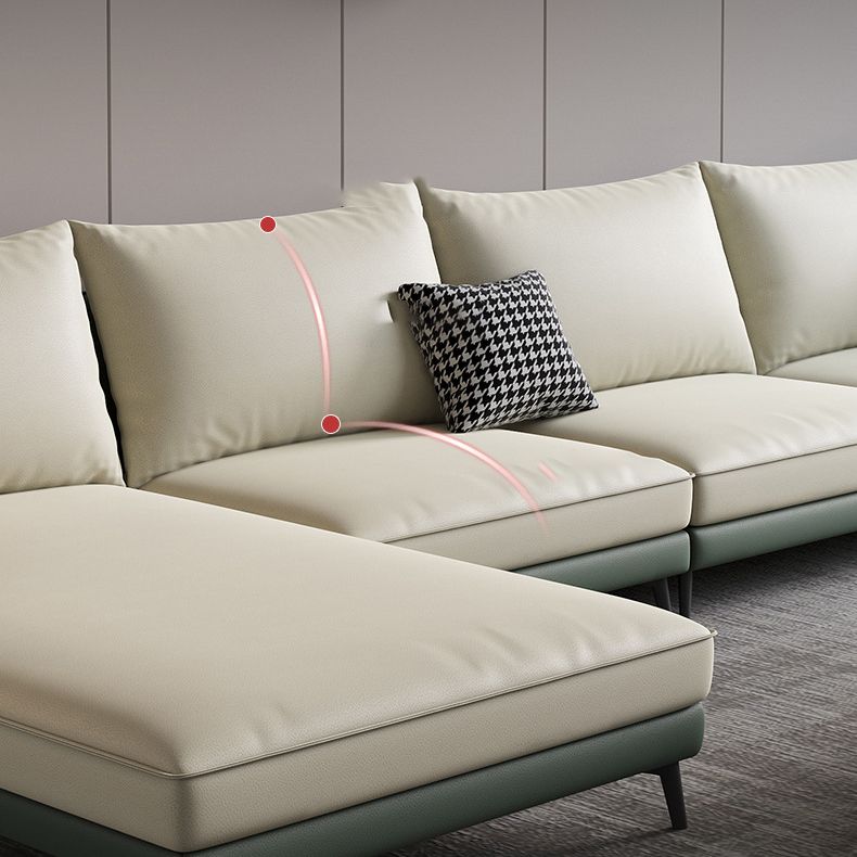 34.64" H Pillow Top Arm Sectional Faux Leather L-shape Sectional