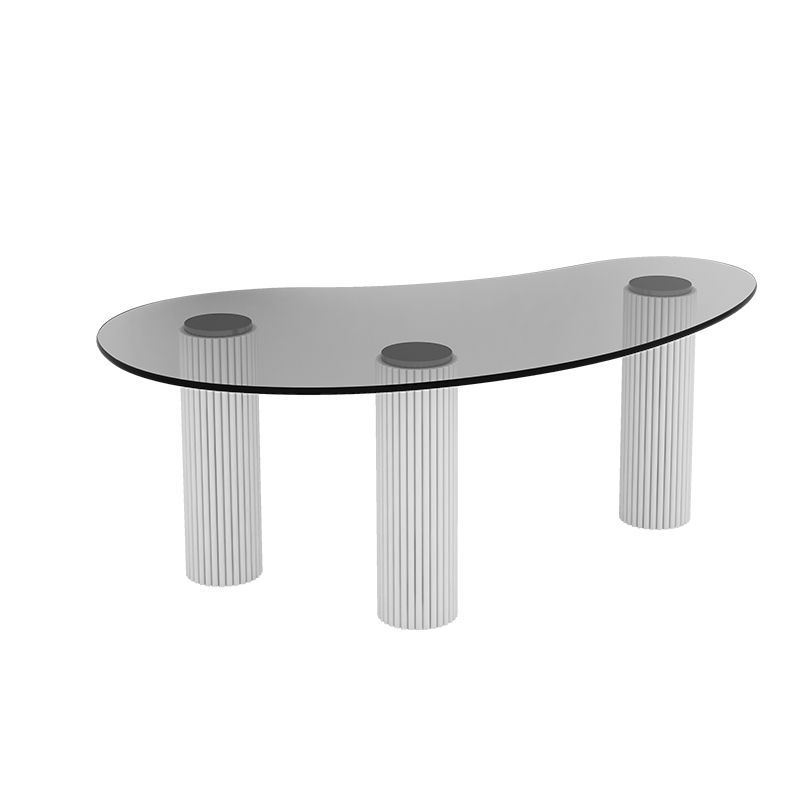 14.9"H 3 Legs Base Solid Color Glass/Slate Irregular Top Coffee Table