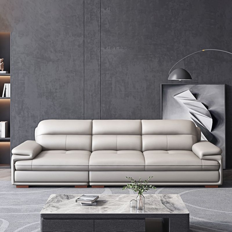 Beige Contemporary Sofa/Sectional with Genuine Leather and Leather