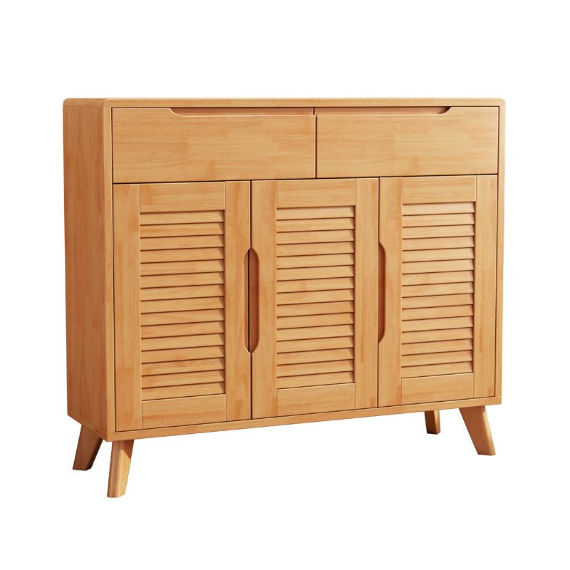 Door and Drawer Accent Cabinet Wood Cabinet in Brown/Natural