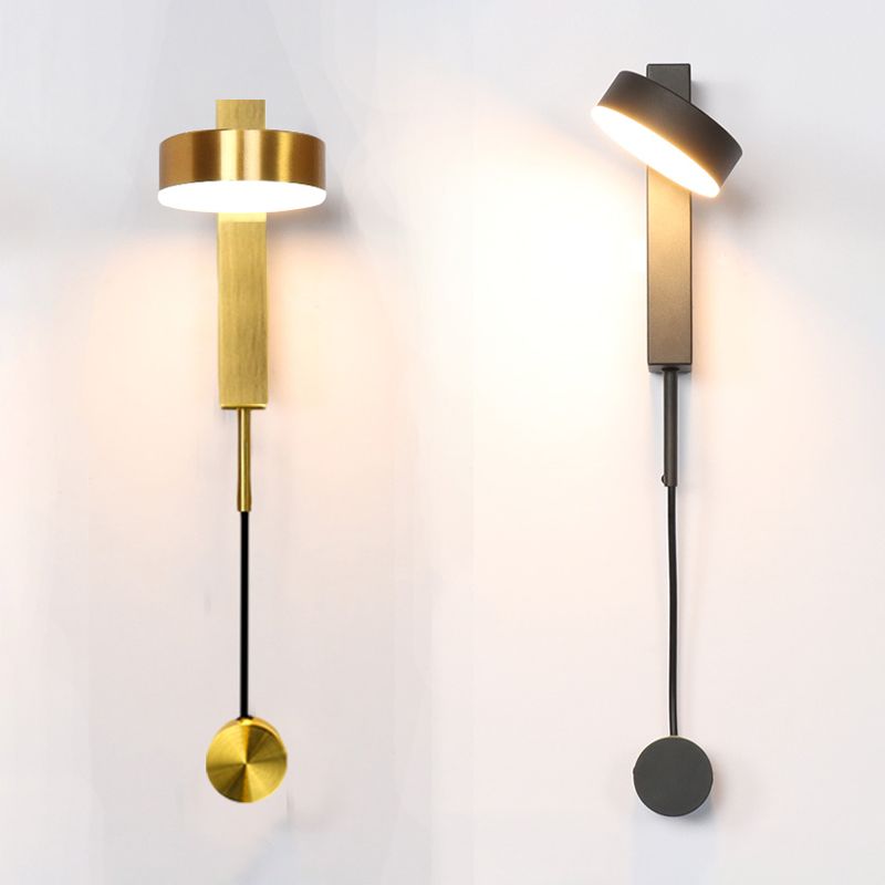 Round Shade Metal Wall Sconce Modern Style 1 Light Wall Mount Light Fixture