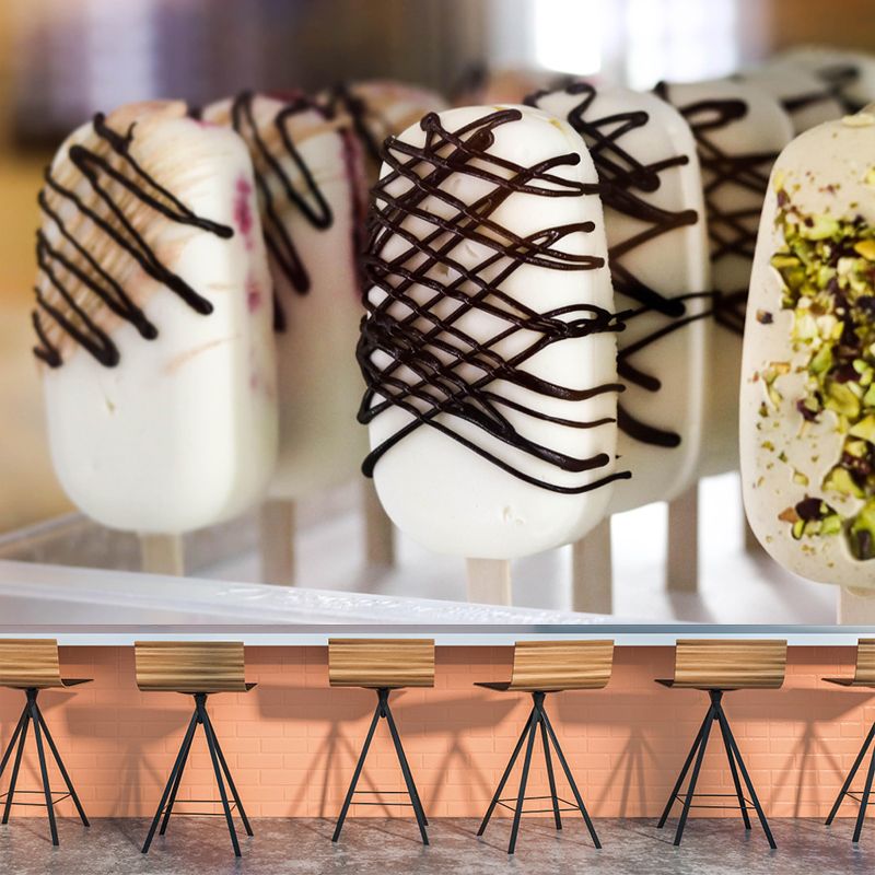 Modern Dessert Shop Wall Mural Decor with Ice Cream Pattern Eco-friendly Wallpaper