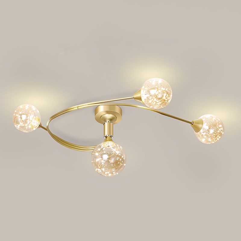 Lámpara de techo esférica múltiple iluminación de techo de vidrio de estilo moderno para dormitorio