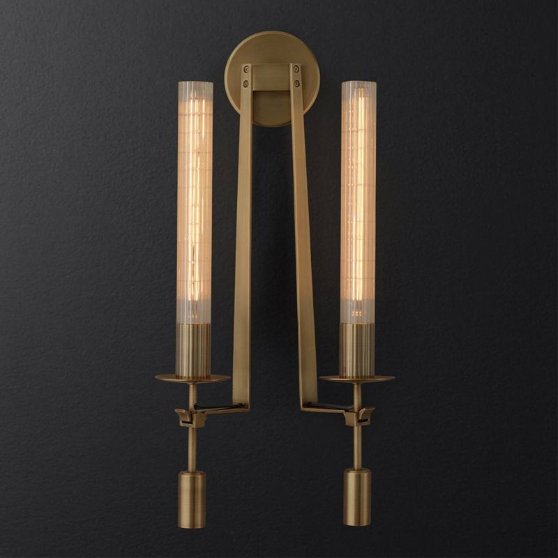 Tube Bathroom Wall Mount Light Minimalist Metal 1/2-Head Brass/Black/Chrome Sconce Lighting Fixture