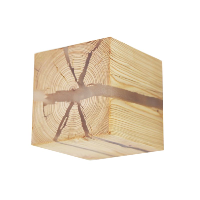 Rustic Style Cracked Cube Wall Light Wood Sconce Light for Kids Bedroom Nursing Room