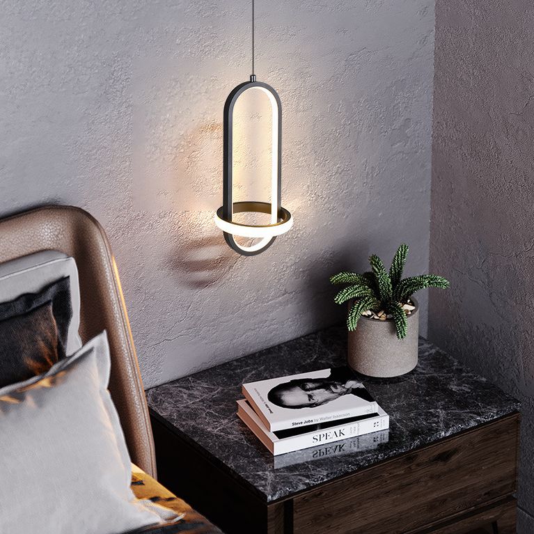 Simplicity Style Geometric Ceiling Pendant Light Metal LED Bedroom Pendant Light Kit