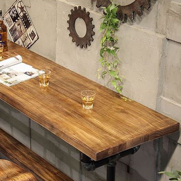 Rectangular Solid Wood Bar Table Set Industrial 1/4/7 Pieces Counter Table with Stools