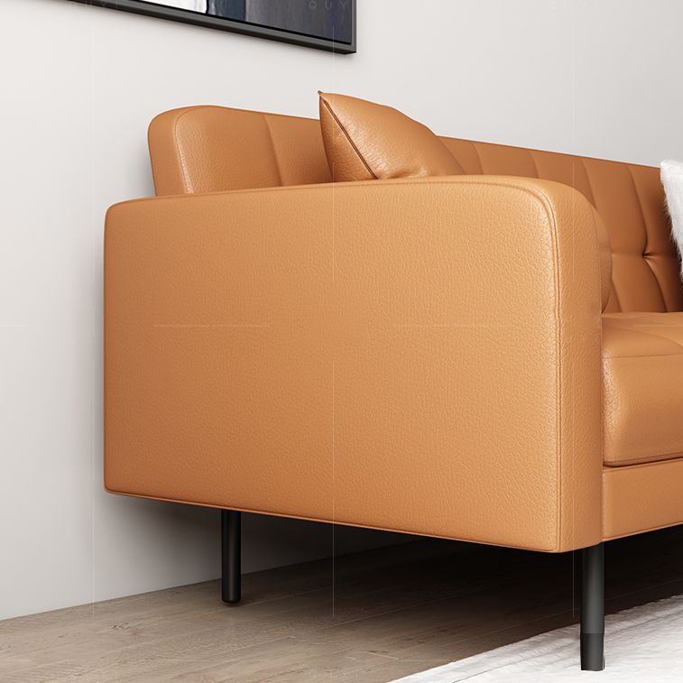 Faux lederen koekje achterbank 31.49 "H modernisme vierkante armbui