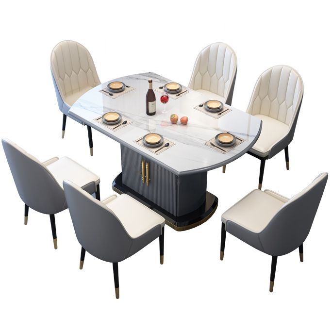 Ronde traditionele luxe eettafel Gesinterde stenen tafel met voetstuk