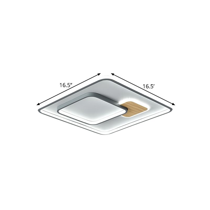 Contemporary LED Flush Mount with Metal Shade White Rectangle/Squared Ceiling Mount in Warm/White Light, 16.5"/20.5"/35.5" L
