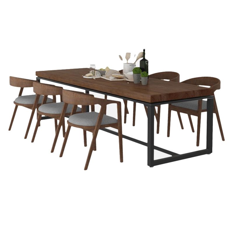 Contemporary 1/2/3/6/7 Pieces Furniture Rectangle Solid Wood Dining Table Set in Brown