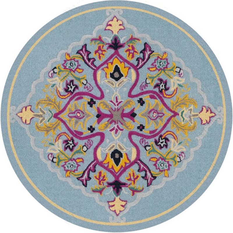 Ethnic Multi Color Floral Rug Synthetics Persian Carpet Anti-Slip Backing Pet Friendly Machine Washable Rug for Great Room