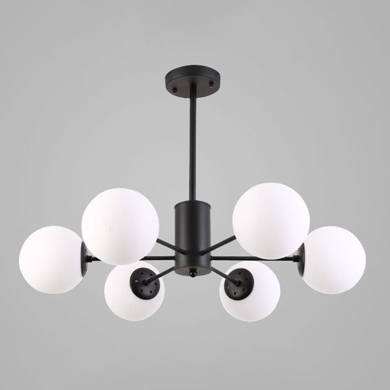 Glass Round Chandelier Pendant Light Minimalist-Style Cream Hanging Ceiling Light