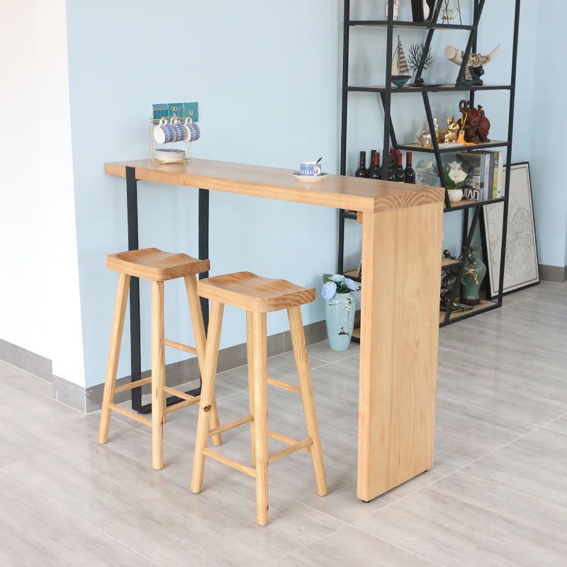 Solid Wood Bar Dining Table Industrial Bar Table with Sled Base