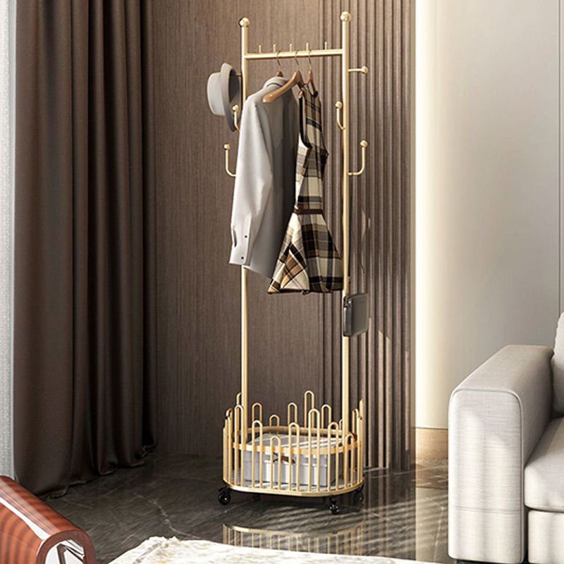 Glam Coat Rack Free Standing Coat Hook Storage Shelf Organizer Metal Hall Stand