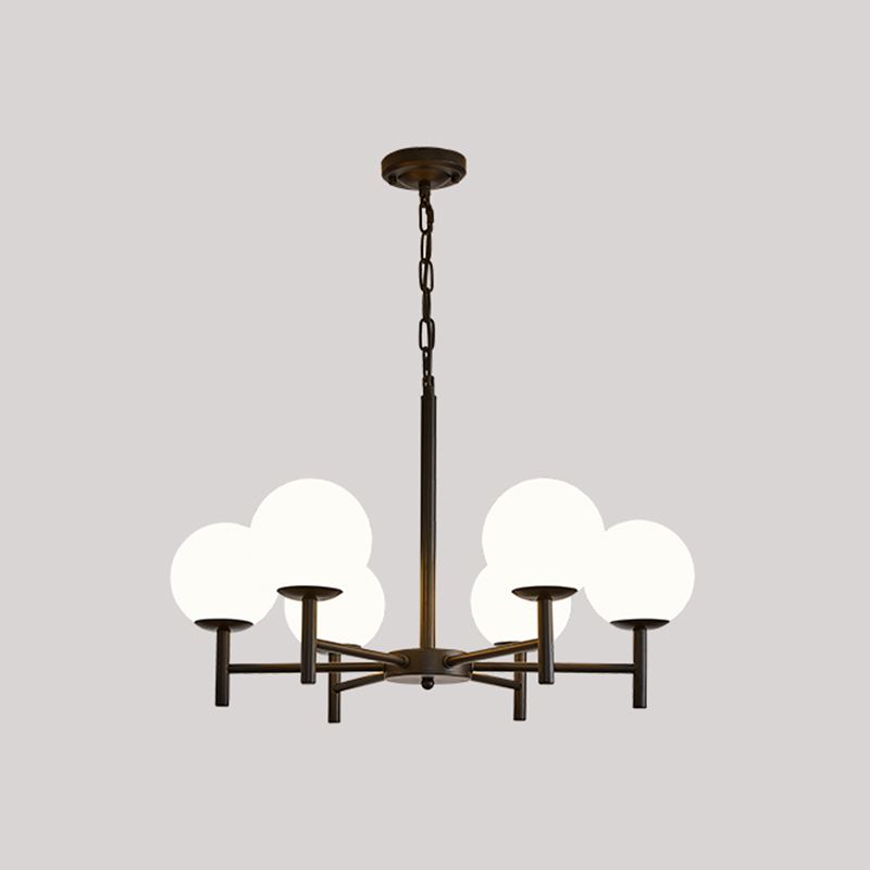 Wereldwijde melkglas hanglampverlichting armaturen moderne stijl multi -lights kroonluchter licht in zwart