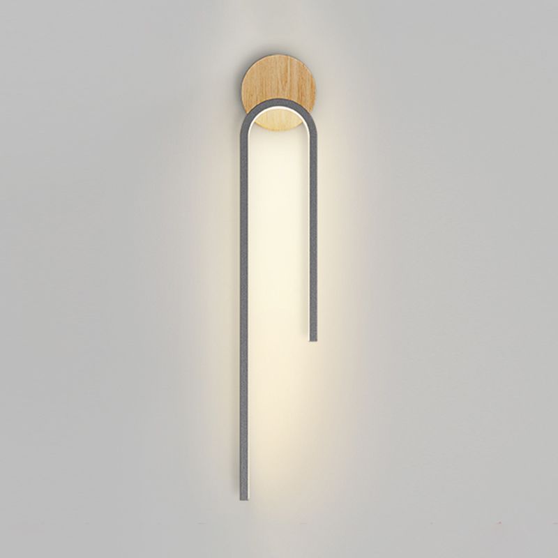 1-Light LED Wall Mount Light Modern Wooden Wall Light for Living Room