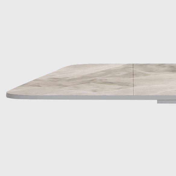 Modern Style Sintered Stone Dining Table with White Table and Gold Trestle Base for Home Use