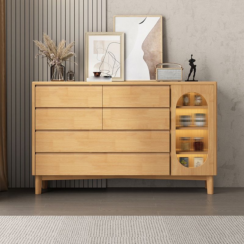 Traditional Storage Chest Solid Wood Storage Chest Dresser with 6 Drawers