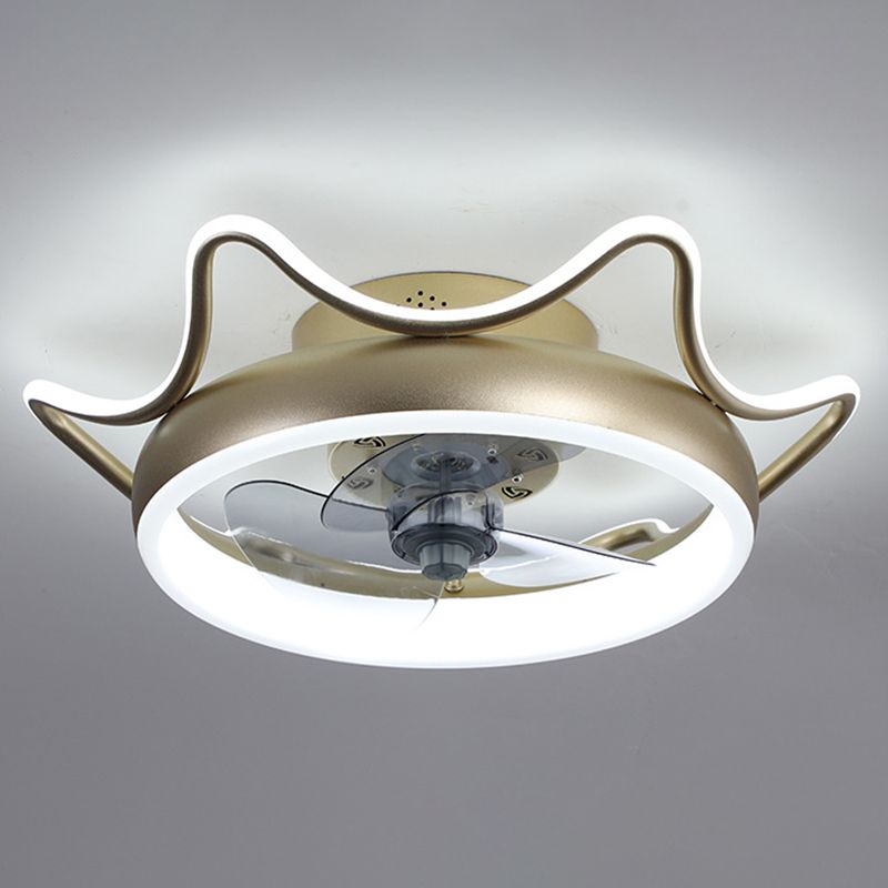 Goldene Finish Rundlüfter Lampe Einfachheit Metall LED Semi Flush-Mount Lighting für Schlafzimmer