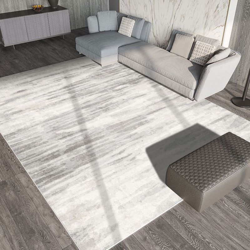 White Tone Comfort Area Carpet Polyester Gradient Traces Indoor Rug Easy Care Carpet for Living Room
