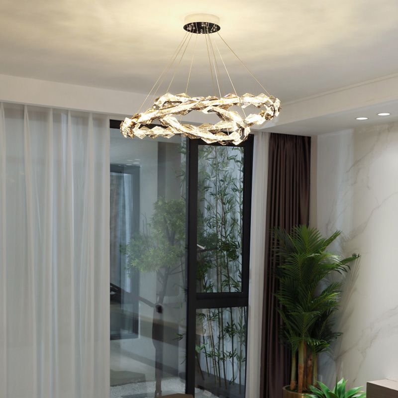 Contemporary Style Ceiling Lighting Ring Crystal Bedroom LED Ceiling Fixture