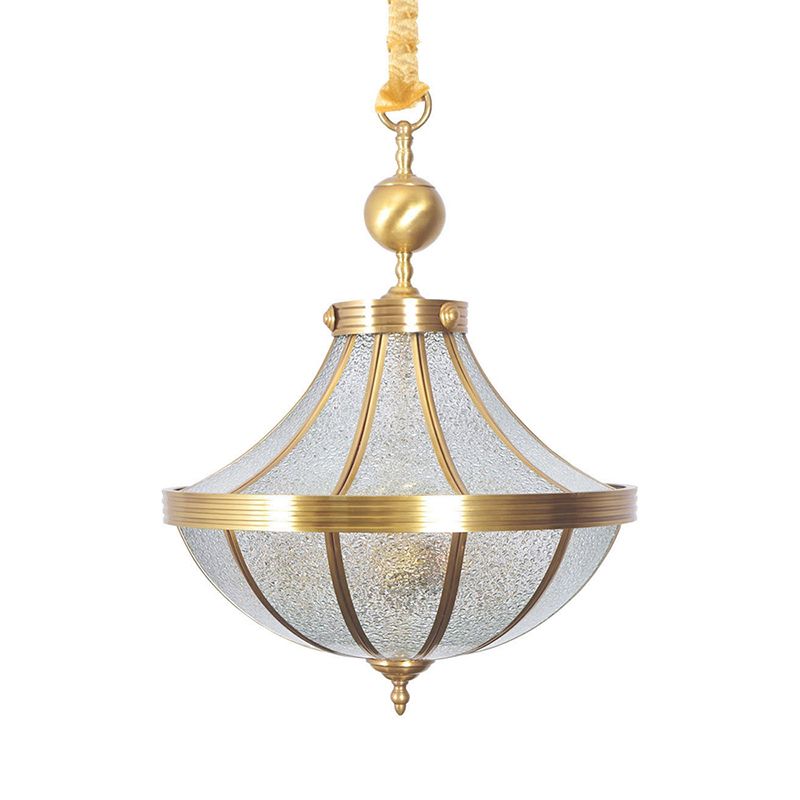 Jar -Anhänger Kronleuchter traditionelles gefrostetes Glas 3 Lampenmessing -Messing -Lampe für Schlafzimmer
