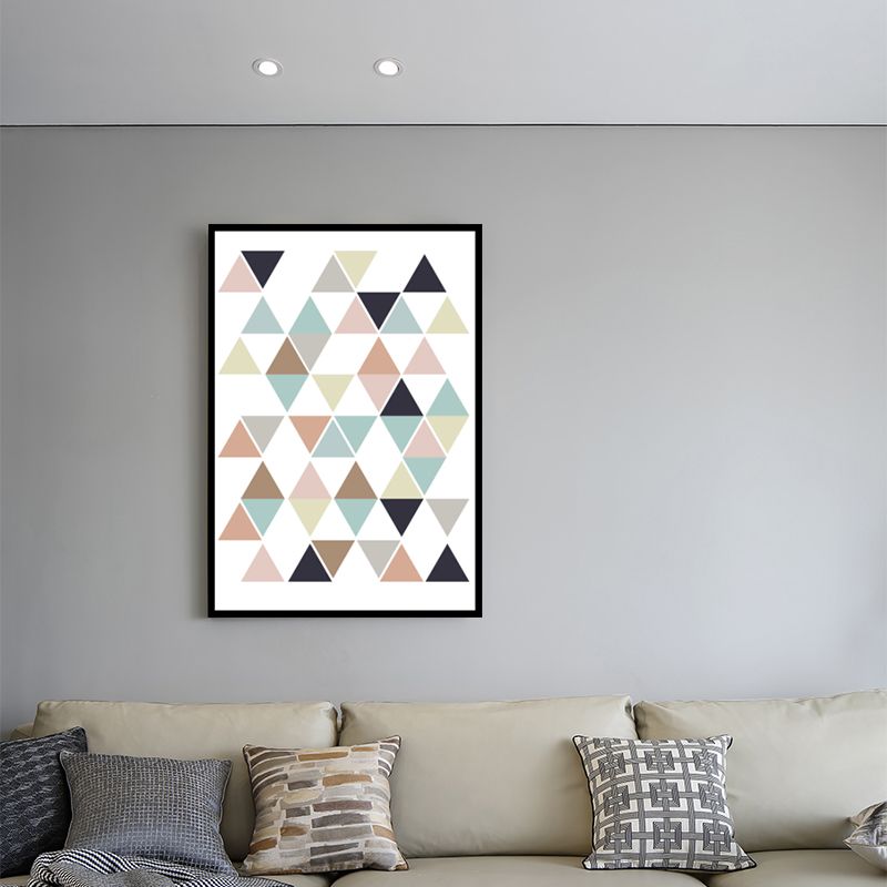 Multicolored Triangle Mosaics Wall Art Textured Nordic Living Room Canvas on White