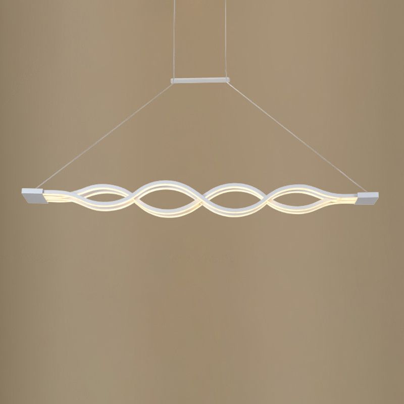 Acrylic White LED Island Light in Modern Concise Style Iron Linear Pendant Light for Dining Room