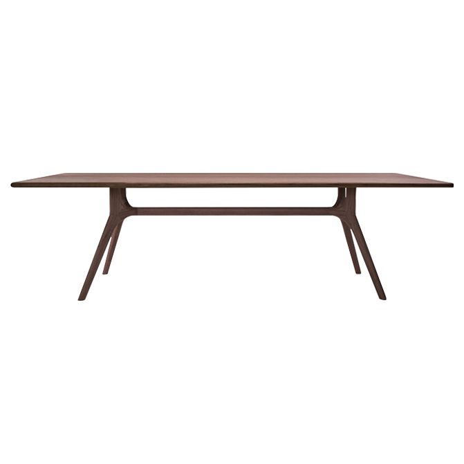 Rectangle 4 Legs Casual Dining Table Wood Color Fixed Table of Pinewood Solid Wood