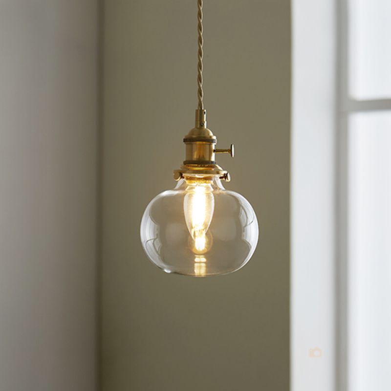 1-Light Hanging Pendant Industrial Style Glass Hanging Lighting for Living Room