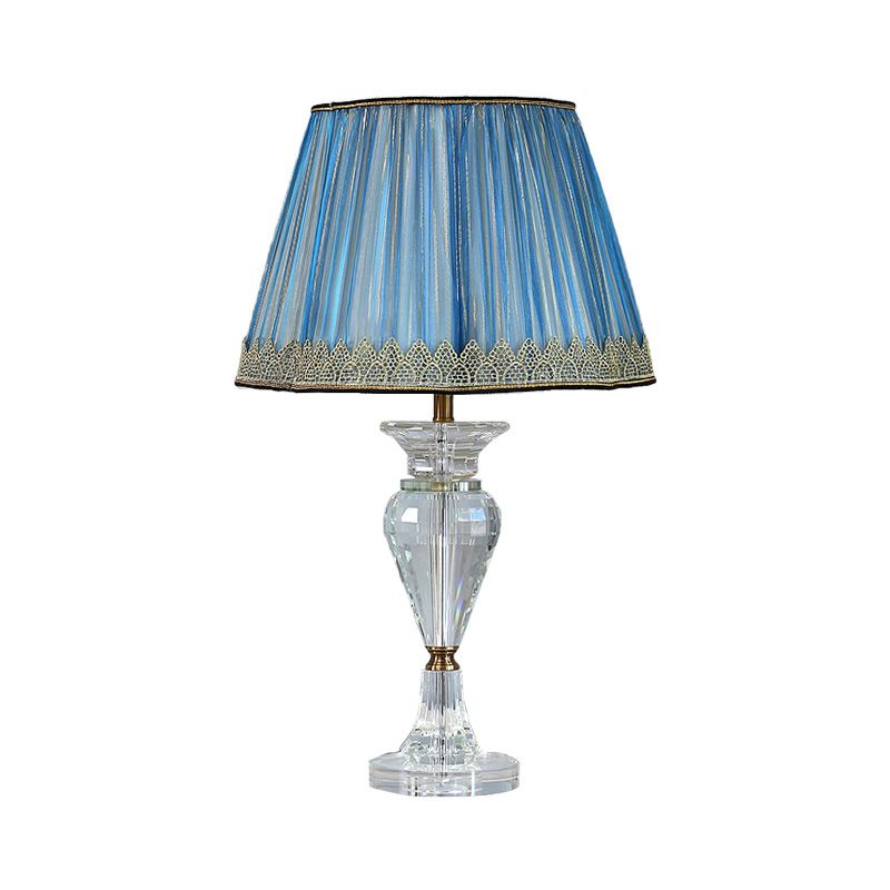 1 kop urn-vormige tafellicht eigentijdse afgeschuinde kristal kleine bureaulamp in blauw