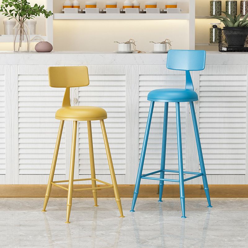 Scandinavian Metal Barstool Fabric Upholstered Counter Stool in Matte Finish