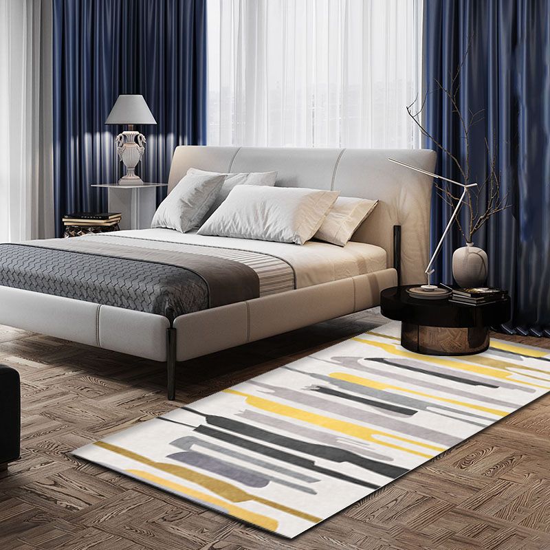 Colorblock Rug Polyester Modern Rug Washable Anti-Slip Pet Friendly Area Rug for Bedroom