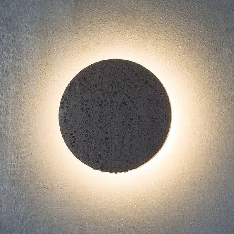 Platte ronde led wand gemonteerd verlichting eenvoud cement slaapkamer wand sconce in grijs