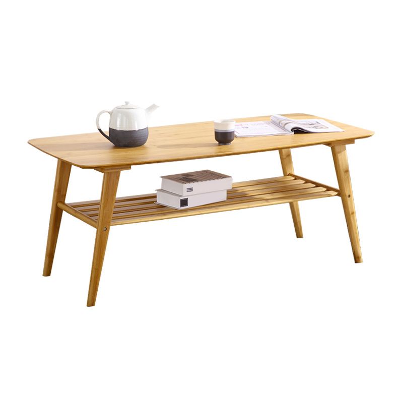 4 Legs 1 Coffee Table Contemporary Wood Coffee Table with Shelf