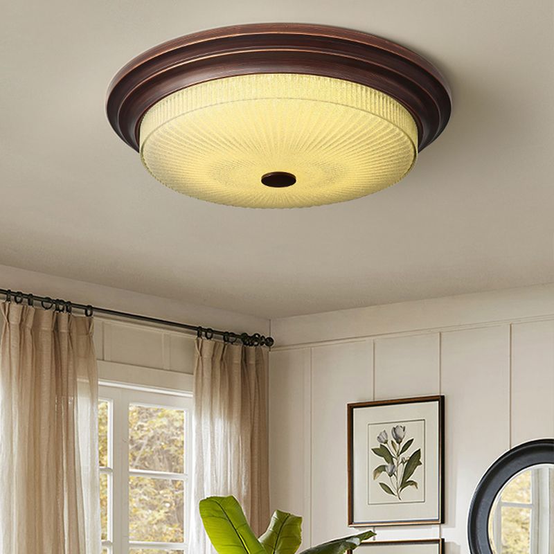 American Style Ceiling Light Circle Shape Ceiling Lamp with Glass Shade for Living Room