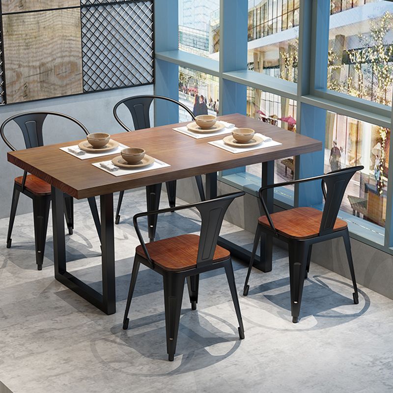 Brown Solid Wood Furniture with Chairs 1/2/3/5 Pcs Industrial Dinette Set