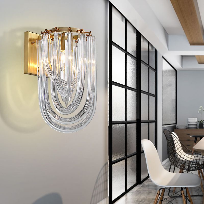 Clear Crystal Prism Sconce Lampe Vintage 1 Lumière Mur Lumière Mourisé en or Finition pour salle à manger
