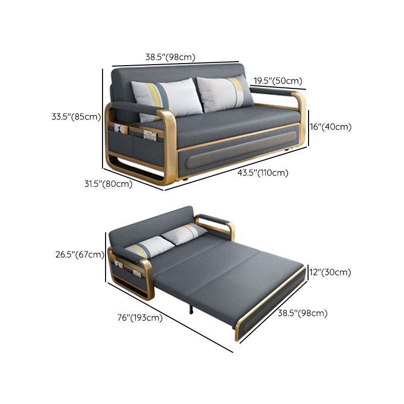 Pillow Back Square Arms Sleeper Sofa Faux Leather Futon Sleeper Sofa Bed with Storage