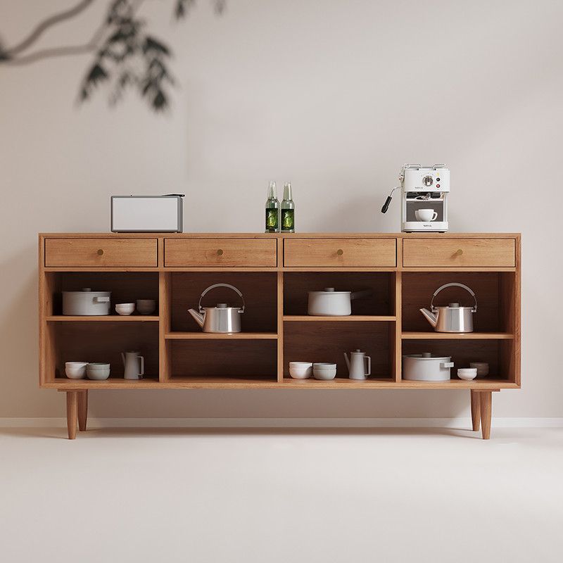 Contemporary Style Solid Wood Sideboard Cabinet with Cabinets and Drawers